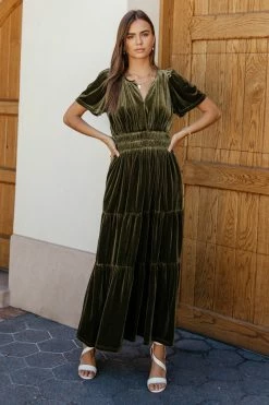 SEE AND BE SEEN Marlowe Velvet Dress In Green