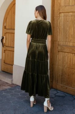 SEE AND BE SEEN Marlowe Velvet Dress In Green