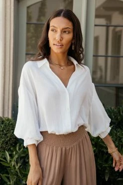 Mustard Seed Skye Button Down In White - FINAL SALE