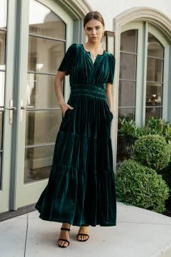 SEE AND BE SEEN Marlowe Velvet Dress In Emerald
