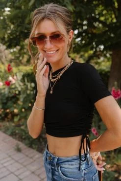 DRESS FORUM Aveline Ruched Crop Top - FINAL SALE Tops