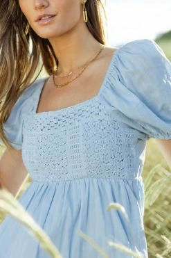 VERY J Cameron Mini Dress In Light Blue - FINAL SALE