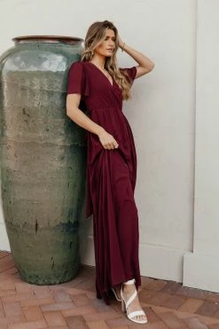 RICARICA New Arrivals Josie Maxi Dress In Burgundy