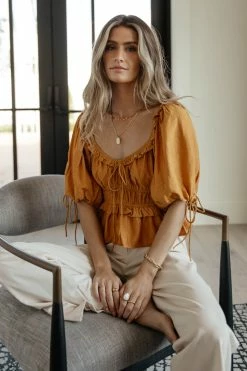 Best Sale π Mustard Seed Selena Top In Ochre - FINAL SALE π 8 Mustard Seed Selena Top In Ochre - FINAL SALE