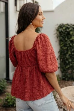 Promo 👏 MILLIBON POLYMOND DK INC Tops Brighton Top In Brick - FINAL SALE 🛒 6 MILLIBON POLYMOND DK INC Tops Brighton Top In Brick - FINAL SALE