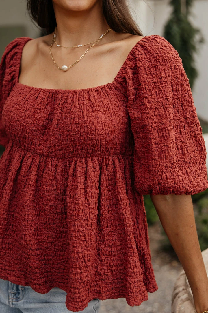 Promo 👏 MILLIBON POLYMOND DK INC Tops Brighton Top In Brick - FINAL SALE 🛒 2 MILLIBON POLYMOND DK INC Tops Brighton Top In Brick - FINAL SALE