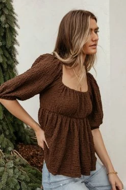 MILLIBON POLYMOND DK INC Tops Brighton Top In Brown - FINAL SALE
