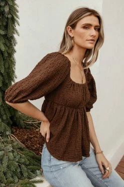 Hot Sale π MILLIBON POLYMOND DK INC Tops Brighton Top In Brown - FINAL SALE π 9 MILLIBON POLYMOND DK INC Tops Brighton Top In Brown - FINAL SALE