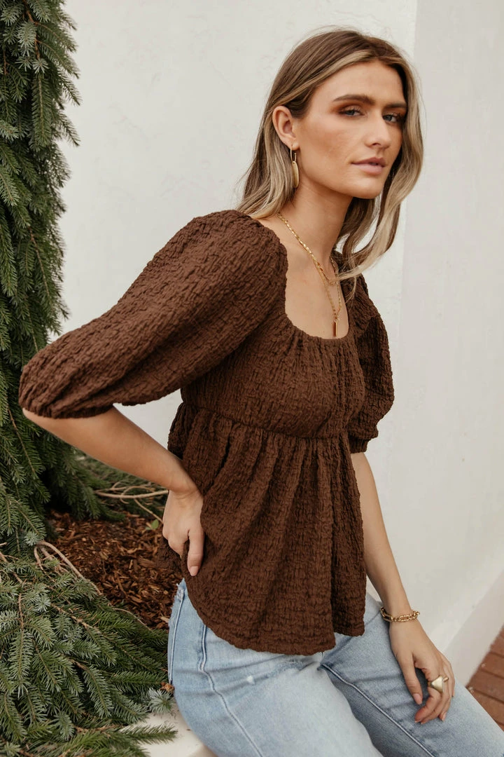 Hot Sale π MILLIBON POLYMOND DK INC Tops Brighton Top In Brown - FINAL SALE π 5 MILLIBON POLYMOND DK INC Tops Brighton Top In Brown - FINAL SALE