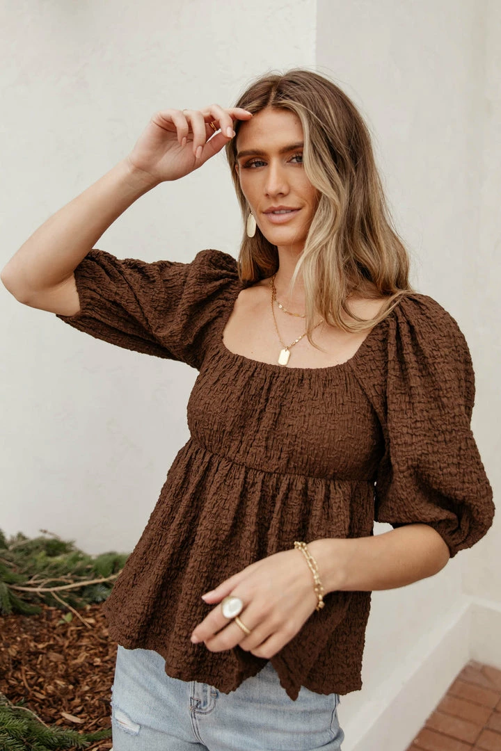 Hot Sale π MILLIBON POLYMOND DK INC Tops Brighton Top In Brown - FINAL SALE π 3 MILLIBON POLYMOND DK INC Tops Brighton Top In Brown - FINAL SALE