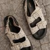 BEAST FASHION Zaya Buckle Sandals In Beige- FINAL SALE Shoes