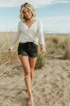 GINGER G Stanley Button Front Top In Ivory - FINAL SALE