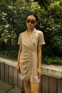 FINAL TOUCH COLLECTION Beck Mini Dress In Taupe - FINAL SALE Dresses