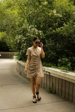 FINAL TOUCH COLLECTION Beck Mini Dress In Taupe - FINAL SALE Dresses
