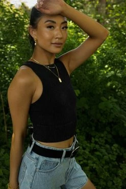 DYNAMIC FASHION Tops Sara Ribbed Tank In Black