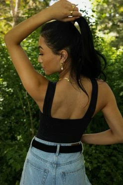 DYNAMIC FASHION Tops Sara Ribbed Tank In Black