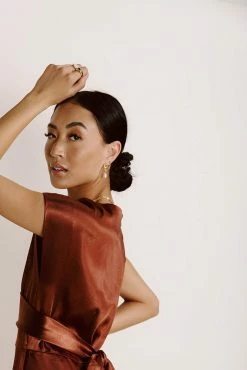 WORUI Dresses Rosalind Midi Dress In Rust