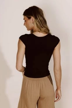 DYNAMIC FASHION Tops Tahlia Ribbed Top In Black - FINAL SALE