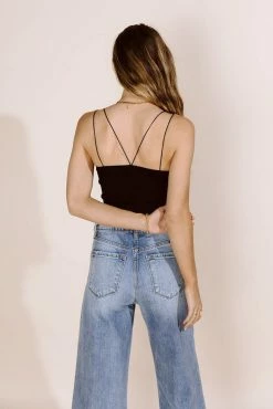 DYNAMIC FASHION Talah Ribbed Tank Top In Black Tops