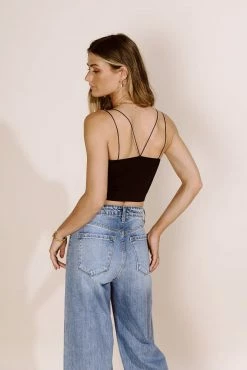 DYNAMIC FASHION Talah Ribbed Tank Top In Black Tops