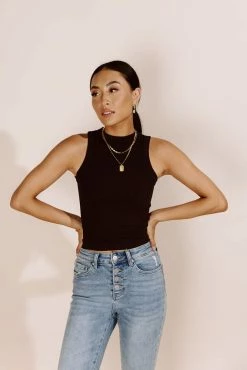 DYNAMIC FASHION Tops Mollie Ribbed Tank In Black
