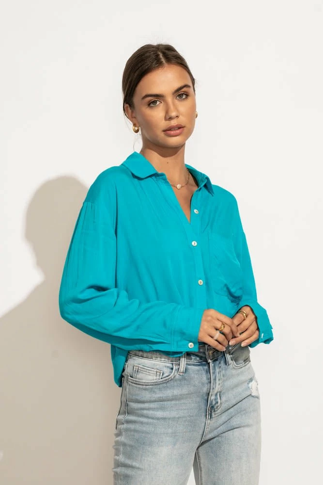 Brand new ๐ MILLIBON POLYMOND DK INC Georgie Button Down Top In Blue - FINAL SALE ๐ 5 MILLIBON POLYMOND DK INC Georgie Button Down Top In Blue - FINAL SALE