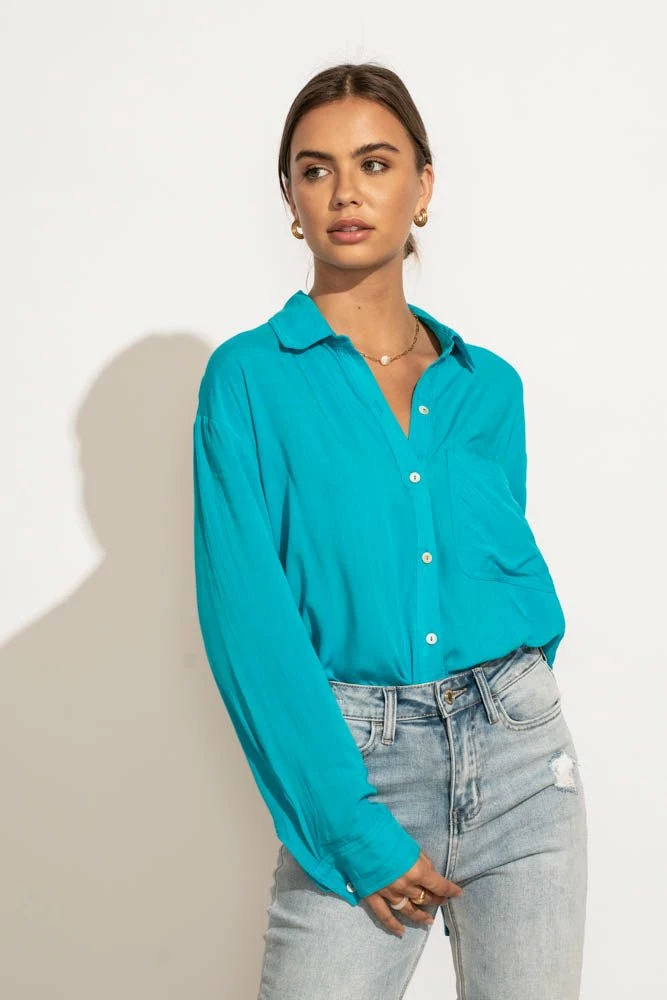 Brand new ๐ MILLIBON POLYMOND DK INC Georgie Button Down Top In Blue - FINAL SALE ๐ 1 MILLIBON POLYMOND DK INC Georgie Button Down Top In Blue - FINAL SALE