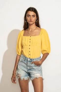 AEMI AND CO Delani Blouse In Yellow - FINAL SALE Tops
