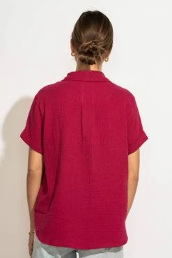 FUN 2 FUN Piper Button Down Top In Magenta - FINAL SALE