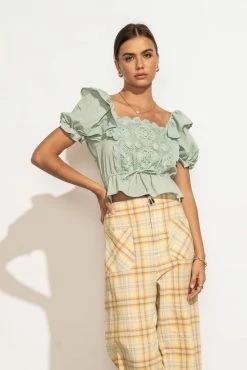 BLU PEPPER Blanche Blouse In Mint - FINAL SALE
