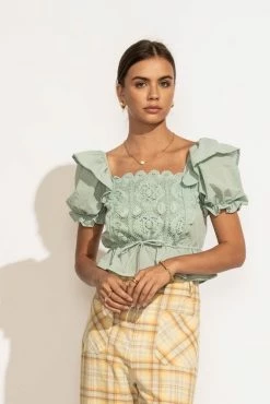 BLU PEPPER Blanche Blouse In Mint - FINAL SALE