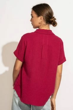 FUN 2 FUN Piper Button Down Top In Magenta - FINAL SALE