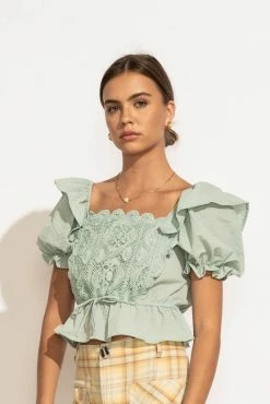 BLU PEPPER Blanche Blouse In Mint - FINAL SALE