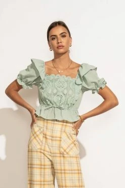 BLU PEPPER Blanche Blouse In Mint - FINAL SALE