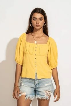 AEMI AND CO Delani Blouse In Yellow - FINAL SALE Tops