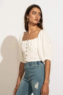 AEMI AND CO Delani Blouse In White - FINAL SALE