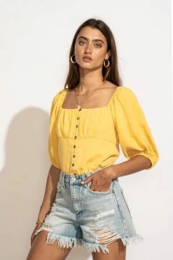 AEMI AND CO Delani Blouse In Yellow - FINAL SALE Tops