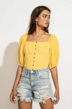 AEMI AND CO Delani Blouse In Yellow - FINAL SALE Tops