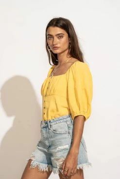 AEMI AND CO Delani Blouse In Yellow - FINAL SALE Tops