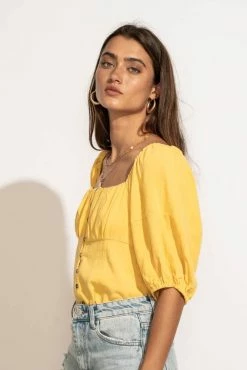 AEMI AND CO Delani Blouse In Yellow - FINAL SALE Tops