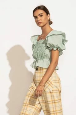 BLU PEPPER Blanche Blouse In Mint - FINAL SALE