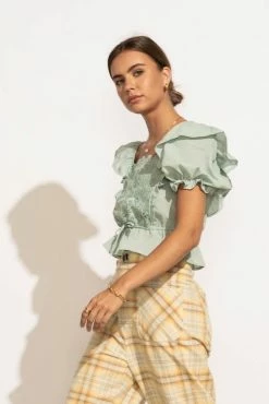 BLU PEPPER Blanche Blouse In Mint - FINAL SALE