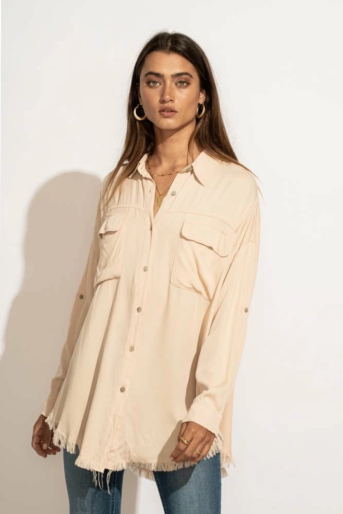 Wholesale π LIME N CHILI Chanel Button Down Top In Taupe - FINAL SALE π 1 LIME N CHILI Chanel Button Down Top In Taupe - FINAL SALE