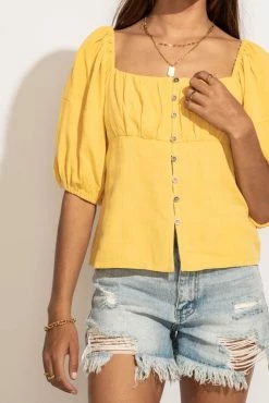 AEMI AND CO Delani Blouse In Yellow - FINAL SALE Tops