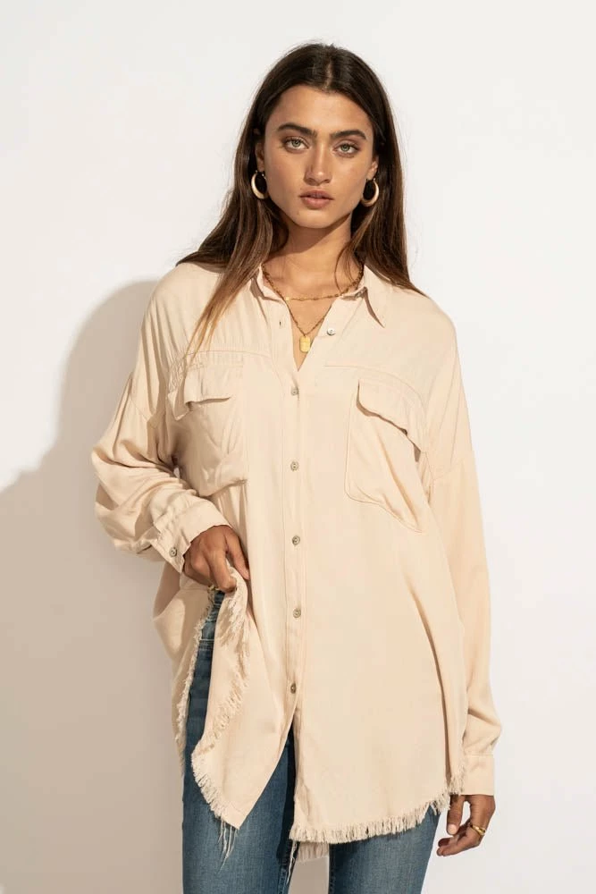 Wholesale π LIME N CHILI Chanel Button Down Top In Taupe - FINAL SALE π 4 LIME N CHILI Chanel Button Down Top In Taupe - FINAL SALE
