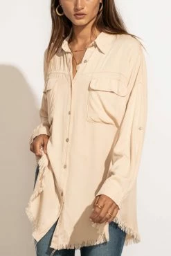 Wholesale π LIME N CHILI Chanel Button Down Top In Taupe - FINAL SALE π 8 LIME N CHILI Chanel Button Down Top In Taupe - FINAL SALE