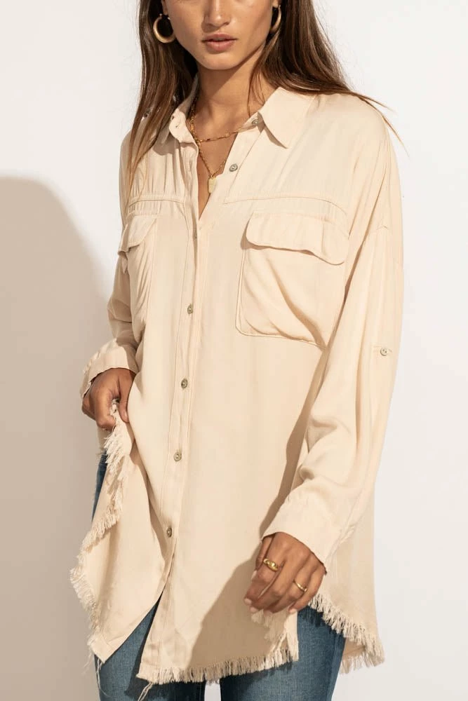 Wholesale π LIME N CHILI Chanel Button Down Top In Taupe - FINAL SALE π 3 LIME N CHILI Chanel Button Down Top In Taupe - FINAL SALE