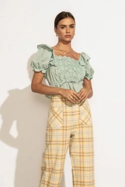 BLU PEPPER Blanche Blouse In Mint - FINAL SALE