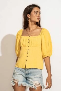 AEMI AND CO Delani Blouse In Yellow - FINAL SALE Tops