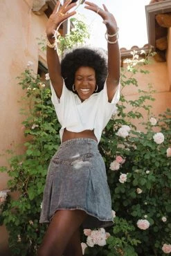 PROMESA Ethel Pleated Denim Skirt - FINAL SALE